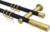 10203512-XX2938 Gardinenstange Metall 20 mm Ø 2-läufig PLATON - Mavell Schwarz / Messing-Optik