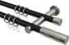 10203512-102939 Gardinenstange Metall 20 mm Ø 2-läufig PLATON - Mavell Schwarz / Edelstahl-Optik