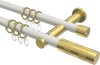 10203512-XX3238 Gardinenstange Metall 20 mm Ø 2-läufig PLATON - Mavell Weiß / Messing-Optik
