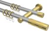 10203512-XX3338 Gardinenstange Metall 20 mm Ø 2-läufig PLATON - Mavell Silbergrau / Messing-Optik
