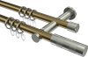 10203512-XX9539 Gardinenstange Metall 20 mm Ø 2-läufig PLATON - Mavell Messing Antik / Edelstahl-Optik