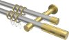 10203526-XX3338 Gardinenstange Metall 20 mm Ø 2-läufig PRESTIGE - Mavell Silbergrau / Messing-Optik