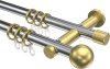 10203612-XX1238 Gardinenstange Metall 20 mm Ø 2-läufig PLATON - Luino Chrom / Messing-Optik