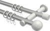 10203612-XX3332 Gardinenstange Metall 20 mm Ø 2-läufig PLATON - Luino Silbergrau / Weiß
