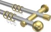 10203612-XX3338 Gardinenstange Metall 20 mm Ø 2-läufig PLATON - Luino Silbergrau / Messing-Optik
