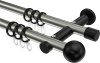 10203612-XX3929 Gardinenstange Metall 20 mm Ø 2-läufig PLATON - Luino Edelstahl-Optik / Schwarz
