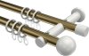 10203612-XX9532 Gardinenstange Metall 20 mm Ø 2-läufig PLATON - Luino Messing Antik / Weiß