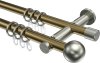 10203612-XX9539 Gardinenstange Metall 20 mm Ø 2-läufig PLATON - Luino Messing Antik / Edelstahl-Optik