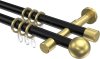 10203626-XX2938 Gardinenstange Metall 20 mm Ø 2-läufig PRESTIGE - Luino Schwarz / Messing-Optik