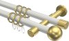 10203626-XX3238 Gardinenstange Metall 20 mm Ø 2-läufig PRESTIGE - Luino Weiß / Messing-Optik
