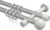 10203626-103332 Gardinenstange Metall 20 mm Ø 2-läufig PRESTIGE - Luino Silbergrau / Weiß