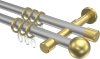 10203626-XX3338 Gardinenstange Metall 20 mm Ø 2-läufig PRESTIGE - Luino Silbergrau / Messing-Optik