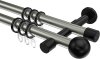 10203626-XX3929 Gardinenstange Metall 20 mm Ø 2-läufig PRESTIGE - Luino Edelstahl-Optik / Schwarz