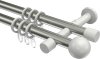 10203626-103932 Gardinenstange Metall 20 mm Ø 2-läufig PRESTIGE - Luino Edelstahl-Optik / Weiß