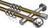 10203626-XX9512 Gardinenstange Metall 20 mm Ø 2-läufig PRESTIGE - Luino Messing Antik / Chrom