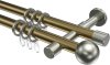 10203626-XX9539 Gardinenstange Metall 20 mm Ø 2-läufig PRESTIGE - Luino Messing Antik / Edelstahl-Optik