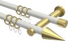 10203712-XX3238 Gardinenstange Metall 20 mm Ø 2-läufig PLATON - Savio Weiß / Messing-Optik
