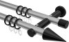 10203712-103329 Gardinenstange Metall 20 mm Ø 2-läufig PLATON - Savio Silbergrau / Schwarz