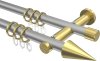 10203712-XX3338 Gardinenstange Metall 20 mm Ø 2-läufig PLATON - Savio Silbergrau / Messing-Optik