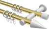 10203712-XX3832 Gardinenstange Metall 20 mm Ø 2-läufig PLATON - Savio Messing-Optik / Weiß