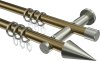 10203712-XX9539 Gardinenstange Metall 20 mm Ø 2-läufig PLATON - Savio Messing Antik / Edelstahl-Optik