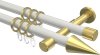 10203726-XX3238 Gardinenstange Metall 20 mm Ø 2-läufig PRESTIGE - Savio Weiß / Messing-Optik