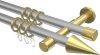 10203726-XX3338 Gardinenstange Metall 20 mm Ø 2-läufig PRESTIGE - Savio Silbergrau / Messing-Optik