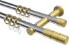 10203812-XX1238 Gardinenstange Metall 20 mm Ø 2-läufig PLATON - Elanto Chrom / Messing-Optik