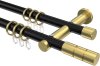 10203812-XX2938 Gardinenstange Metall 20 mm Ø 2-läufig PLATON - Elanto Schwarz / Messing-Optik