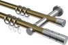 10203812-XX9512 Gardinenstange Metall 20 mm Ø 2-läufig PLATON - Elanto Messing Antik / Chrom