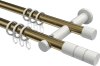 10203812-XX9532 Gardinenstange Metall 20 mm Ø 2-läufig PLATON - Elanto Messing Antik / Weiß