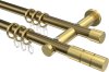 10203812-XX9538 Gardinenstange Metall 20 mm Ø 2-läufig PLATON - Elanto Messing Antik / Messing-Optik