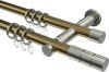 10203812-XX9539 Gardinenstange Metall 20 mm Ø 2-läufig PLATON - Elanto Messing Antik / Edelstahl-Optik