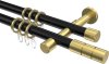 10203826-XX2938 Gardinenstange Metall 20 mm Ø 2-läufig PRESTIGE - Elanto Schwarz / Messing-Optik