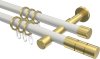 10203826-XX3238 Gardinenstange Metall 20 mm Ø 2-läufig PRESTIGE - Elanto Weiß / Messing-Optik