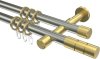 10203826-XX3938 Gardinenstange Edelstahl-Optik / Messing-Optik 20 mm Ø 2-läufig PRESTIGE - Elanto