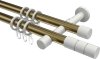 10203826-XX9532 Gardinenstange Metall 20 mm Ø 2-läufig PRESTIGE - Elanto Messing Antik / Weiß
