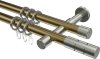 10203826-XX9539 Gardinenstange Metall 20 mm Ø 2-läufig PRESTIGE - Elanto Messing Antik / Edelstahl-Optik