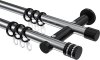 10204112-XX1229 Gardinenstange Metall 20 mm Ø 2-läufig PLATON - Estana Chrom / Schwarz