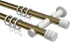 10204112-XX9532 Gardinenstange Metall 20 mm Ø 2-läufig PLATON - Estana Messing Antik / Weiß