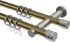 10204112-XX9539 Gardinenstange Metall 20 mm Ø 2-läufig PLATON - Estana Messing Antik / Edelstahl-Optik