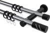 10204212-101229 Gardinenstange Metall 20 mm Ø 2-läufig PLATON - Zoena Chrom / Schwarz