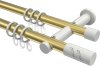10204212-XX3832 Gardinenstange Metall 20 mm Ø 2-läufig PLATON - Zoena Messing-Optik / Weiß