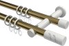 10204212-XX9532 Gardinenstange Metall 20 mm Ø 2-läufig PLATON - Zoena Messing Antik / Weiß