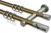 10204212-XX9539 Gardinenstange Metall 20 mm Ø 2-läufig PLATON - Zoena Messing Antik / Edelstahl-Optik