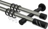 10204226-103929 Gardinenstange Metall 20 mm Ø 2-läufig PRESTIGE - Zoena Edelstahl-Optik / Schwarz