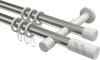 10204226-103932 Gardinenstange Metall 20 mm Ø 2-läufig PRESTIGE - Zoena Edelstahl-Optik / Weiß