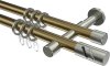10204226-XX9539 Gardinenstange Metall 20 mm Ø 2-läufig PRESTIGE - Zoena Messing Antik / Edelstahl-Optik
