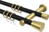 10204612-XX2938 Gardinenstange Metall 20 mm Ø 2-läufig PLATON - Sitra Schwarz / Messing-Optik