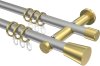 10204612-XX3338 Gardinenstange Metall 20 mm Ø 2-läufig PLATON - Sitra Silbergrau / Messing-Optik